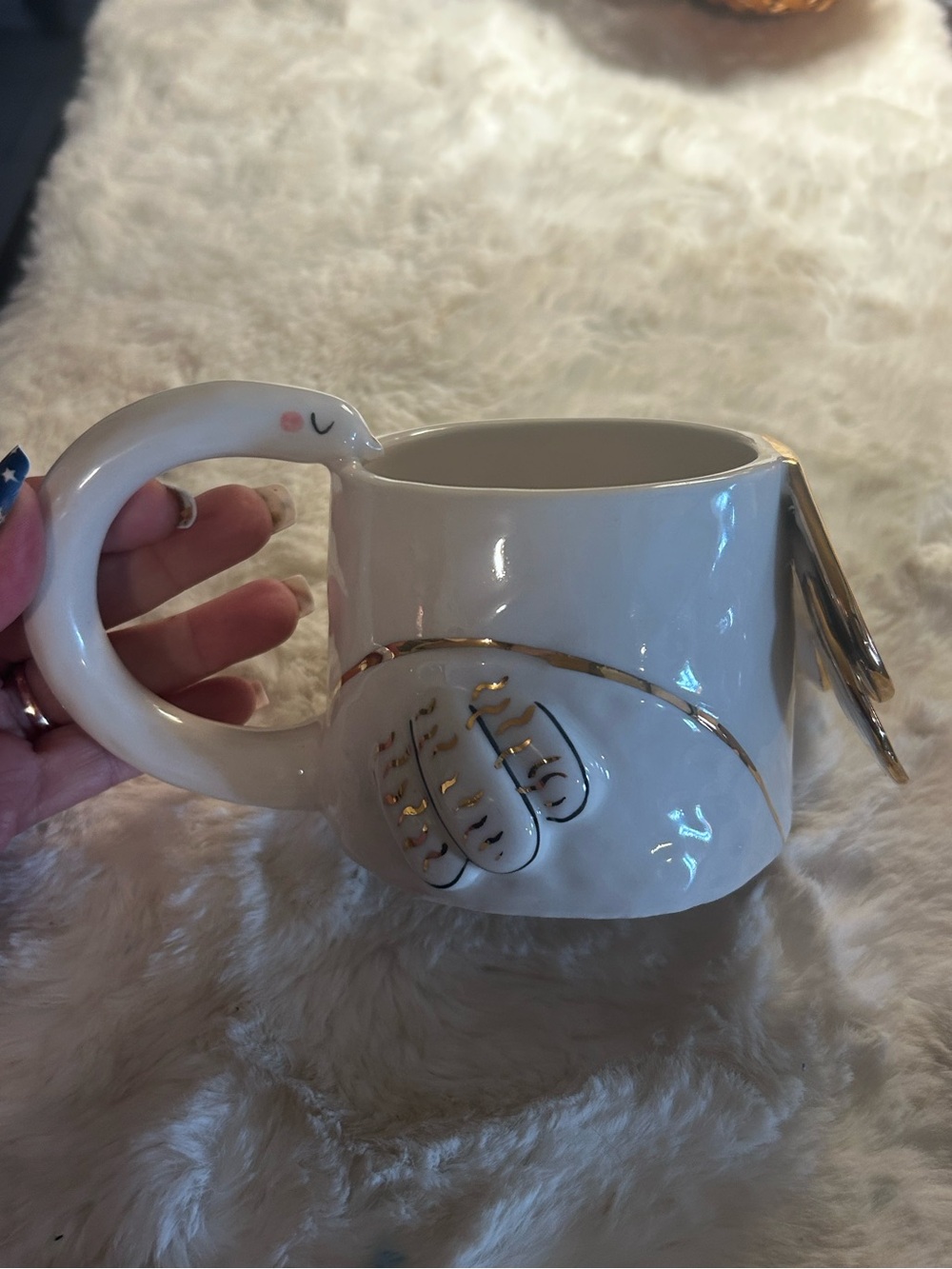 50%offw❤️Anthropologie GAIL CC Swan FAUNA FETE Gold Ceramic Hand Painted Bird